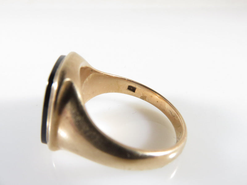 Mid Century Rose Gold Carnelian Roman Soldier Intaglio Signet Ring Size 9 - Just Stuff I Sell