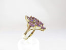 10K Yellow Gold Marquise Amethyst Diamond Shaped Cluster Ring Size 6.75 - Just Stuff I Sell