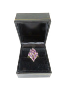 10K Yellow Gold Marquise Amethyst Diamond Shaped Cluster Ring Size 6.75 - Just Stuff I Sell
