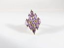10K Yellow Gold Marquise Amethyst Diamond Shaped Cluster Ring Size 6.75 - Just Stuff I Sell
