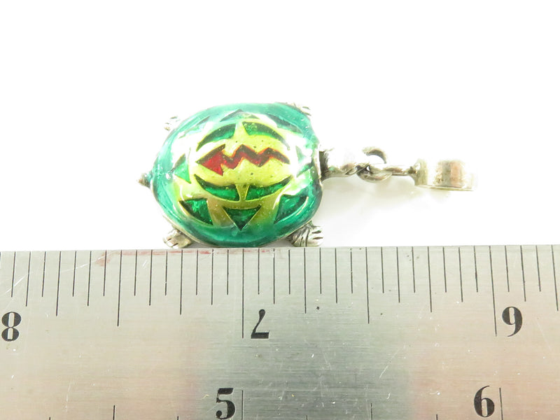 Unusual Sterling Enameled Turtle Pendant Slide Pendant Southwestern Style