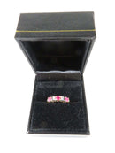 10K Gold Three Pink Ruby Stack-able Band Ring Size 7 With Diamond Chips - Just Stuff I Sell