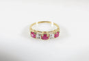 10K Gold Three Pink Ruby Stack-able Band Ring Size 7 With Diamond Chips - Just Stuff I Sell