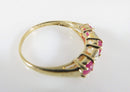 10K Gold Three Pink Ruby Stack-able Band Ring Size 7 With Diamond Chips - Just Stuff I Sell