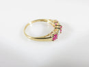 10K Gold Three Pink Ruby Stack-able Band Ring Size 7 With Diamond Chips - Just Stuff I Sell