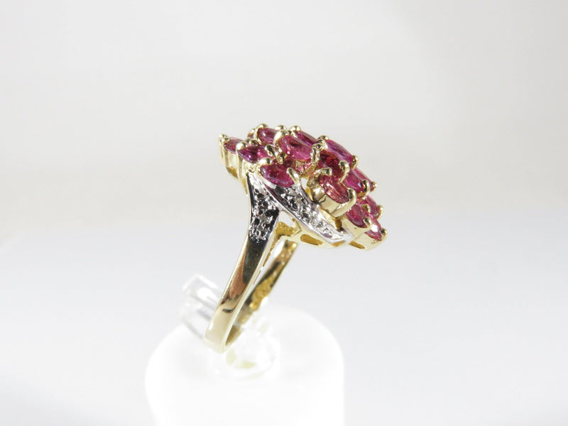 Vintage THL 10K Gold Pink Sapphire Cluster Ring Size 6.75 Designer Samuel Aaron - Just Stuff I Sell
