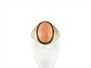 Antique 10K Yellow Gold & Polished Coral Cabochon Women's Ring Size 3.25 — 10K, Gold — front view