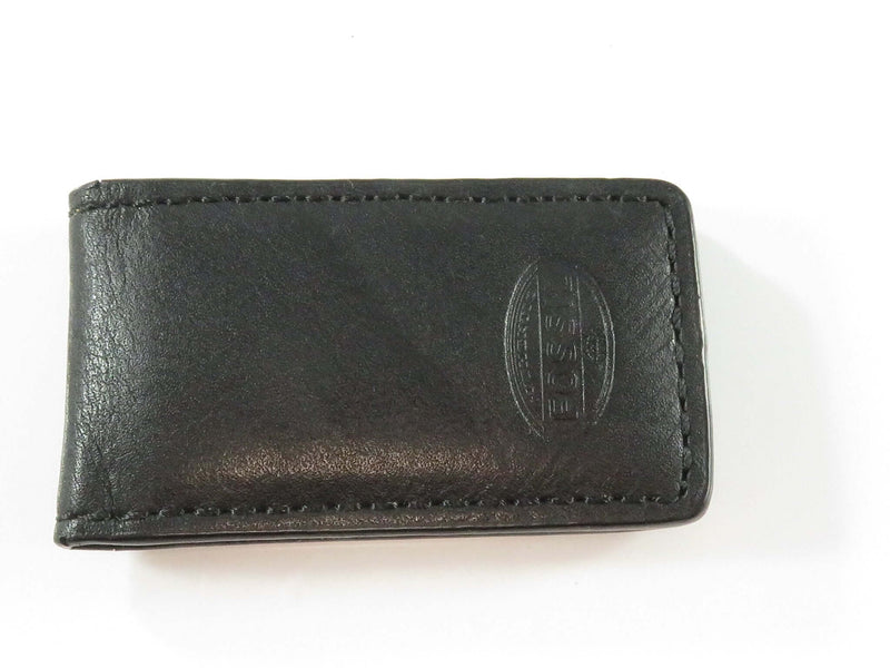 Fossil Brownish Black Leather Magnetic Money Clip