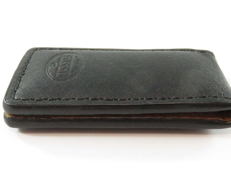 Fossil Brownish Black Leather Magnetic Money Clip