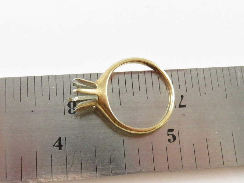 Old 14K Yellow Gold 6 Prong Solitaire Engagement Ring Setting Size 4.25