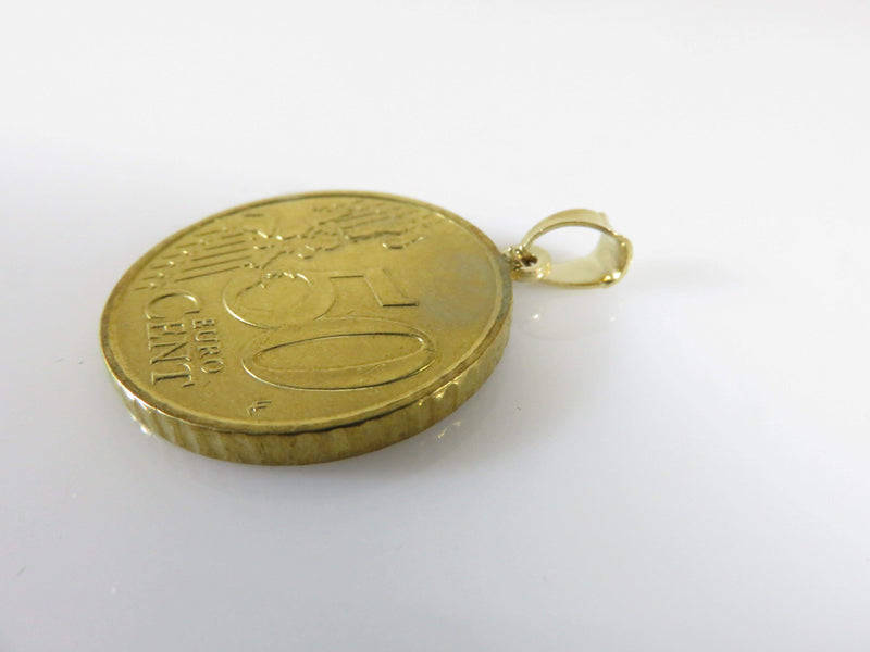 2002 50 Euro Cent Greece Eleftherios Venizelos Gold Plated Coin with 14K Gold Bale Pendant - Just Stuff I Sell