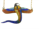 Egyptian Revival Enameled Winged Goddess Isis Necklace 19 3/4" Sterling & Gold Filled — Gold — front view