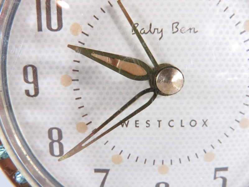 1940's Baby Ben Westclox Baby Blue Gold Trim Rhinestones Alarm Clock - Just Stuff I Sell