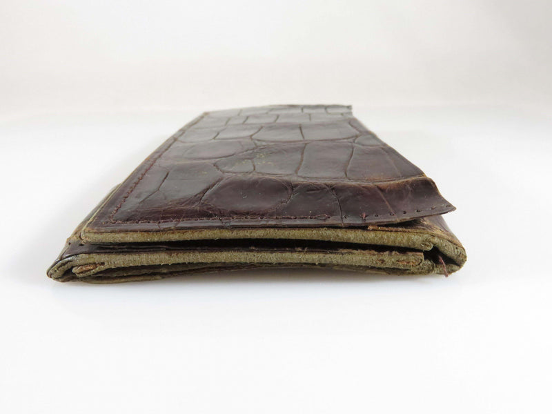 Circa 1920 Antique Alligator Skin Tri Fold Wallet Billfold for Restoration or Repurpose - Just Stuff I Sell
