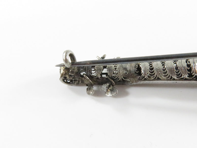 Victorian Sterling Silver Filigree Mandolin Brooch Pin Musical Instrument Brooch