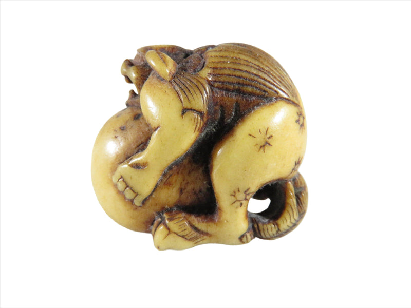 Antique Japanese Finely Carved Bone Foo Dog Lion Pipe - Just Stuff I Sell