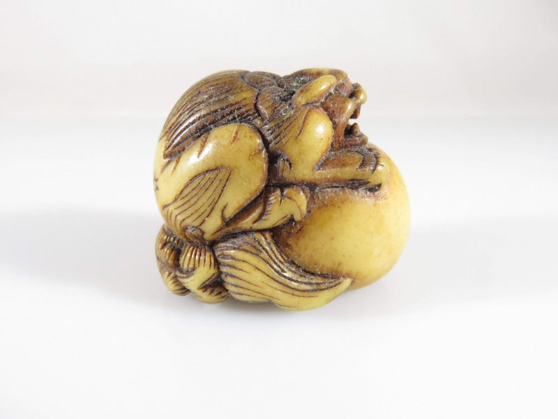Antique Japanese Finely Carved Bone Foo Dog Lion Pipe - Just Stuff I Sell