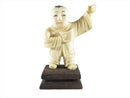 Antique Carved Asian Man Arm Outstretched Okimono Assembled with Wood Base - Just Stuff I Sell