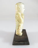 Antique Carved Asian Man Arm Outstretched Okimono Assembled with Wood Base - Just Stuff I Sell