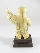 Antique Carved Asian Man Arm Outstretched Okimono Assembled with Wood Base - Just Stuff I Sell