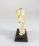 Antique Carved Asian Man Arm Outstretched Okimono Assembled with Wood Base - Just Stuff I Sell