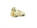 Antique Miniature Carved Bone Walrus Okimono Charm Black Paint Accent 3/4" - Just Stuff I Sell
