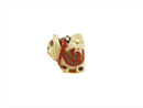 Carved Bone Asian Cat Maneki Neko Charm Pendant Hand Painted Red & Gold 1/2" - Just Stuff I Sell