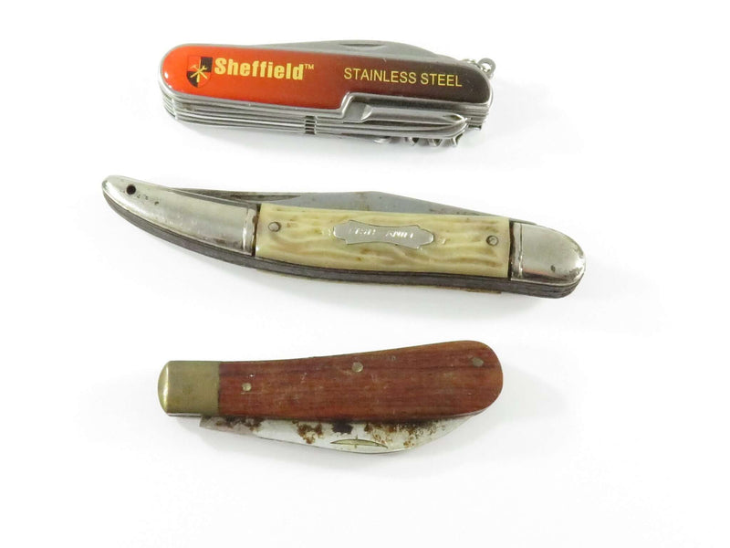 Grouping of 3 Pocket Knives Colonial Fish-Knife Sheffield & Generic