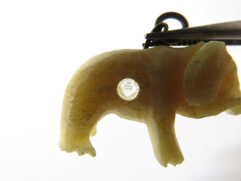 Antique Carve Bone Miniature Elephant Charm Stanhope Peep Photograph Scene 7/8" - Just Stuff I Sell