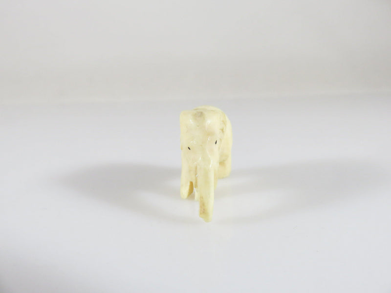 Antique Miniature Carved Bone Elephant Okimono Figure 7/8" x 5/8" - Just Stuff I Sell