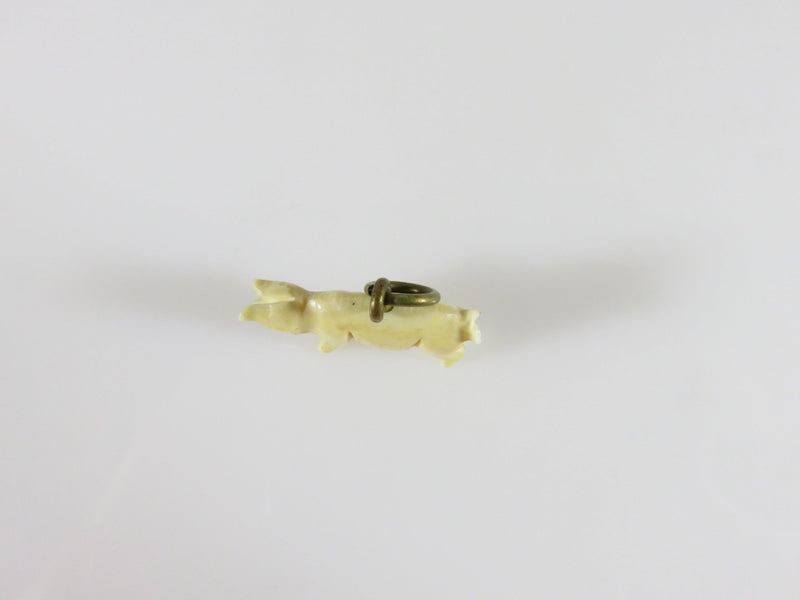 Antique Miniature Pig Charm Pendant Finely Carved Asian Bone Charm 3/4" - Just Stuff I Sell