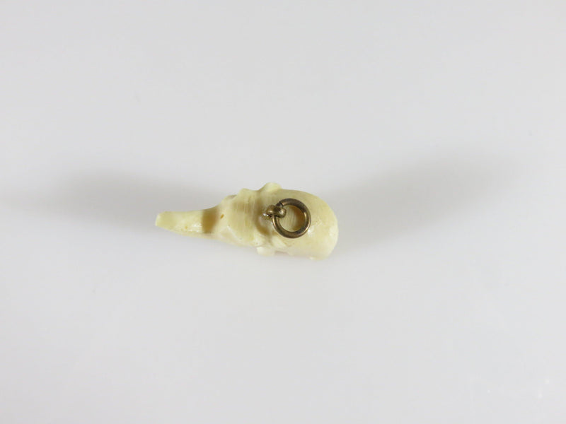 Antique Carved Bone Asian Elephant Pendant Extended Trunk Hand Carved 1" x 5/8" - Just Stuff I Sell