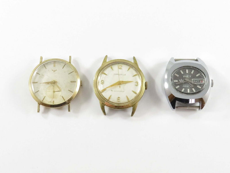 Group of 3 Wrist Watches for Parts or Repair Caravelle, Wittnauer & Piet