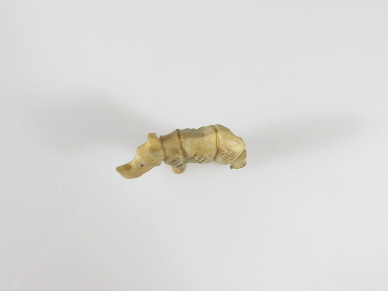 Antique Miniature Carved Bone Rhinoceros Okimono Figurine Fine Details 1" x 3/4" Miniature Rhinoceros - Just Stuff I Sell