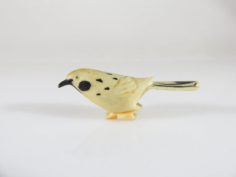 Antique Miniature Spotted Bird Carved Bone Asian Bird Okimono Figure 1 1/2" x 5/8" - Just Stuff I Sell