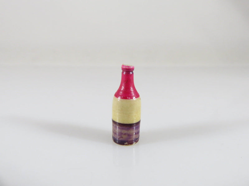 Antique Miniature Turned Bone Bottle Form hand Painted Pink & Purple 11/16" high - Just Stuff I Sell