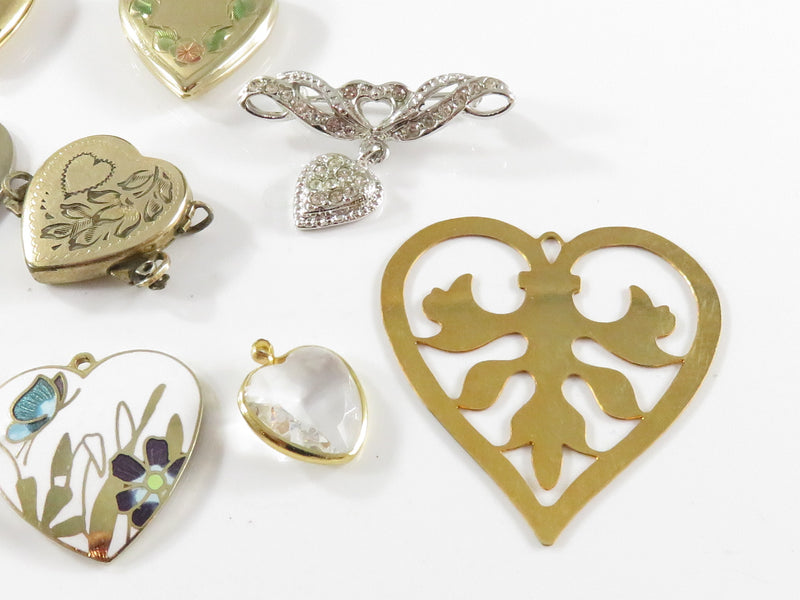 Mixed Grouping of Costume Heart Jewelry Brooches for Wear, Repair and Repurpose