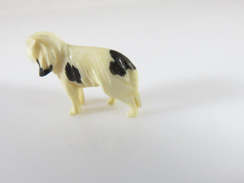 Antique English Foxhound Dog Hand Carved Bone Okimono 1" x 3/4" - Just Stuff I Sell