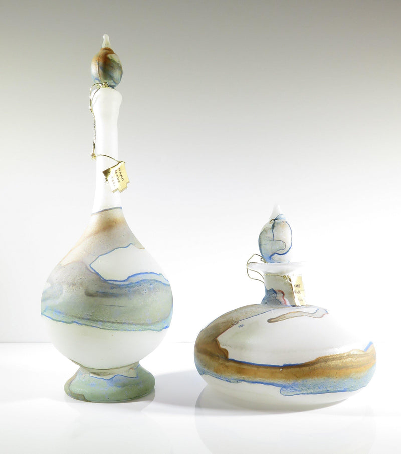 Vintage Delicate Neker Glass Perfume Oil Bottle Set Made in Jerusalem - Just Stuff I Sell