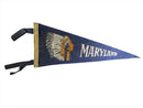 Circa 1950's 12" Maryland State Souvenir Felt Pennant Flag With Indian Logo — front view