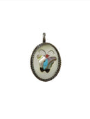 Cute Zuni Style Mother of Pearl Inlaid Butterfly Sterling Silver Pendant Charm