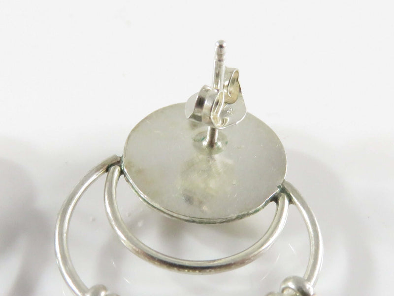 Artisan Sterling Disc and Dangling Earring Set 1 3/4" Drop Sterling Silver Pierced Ears