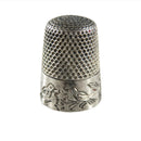 Antique Number 8 Sterling Silver Chamfered Floral Decorated Sewing Thimble — Sterling Silver, Silver — front view