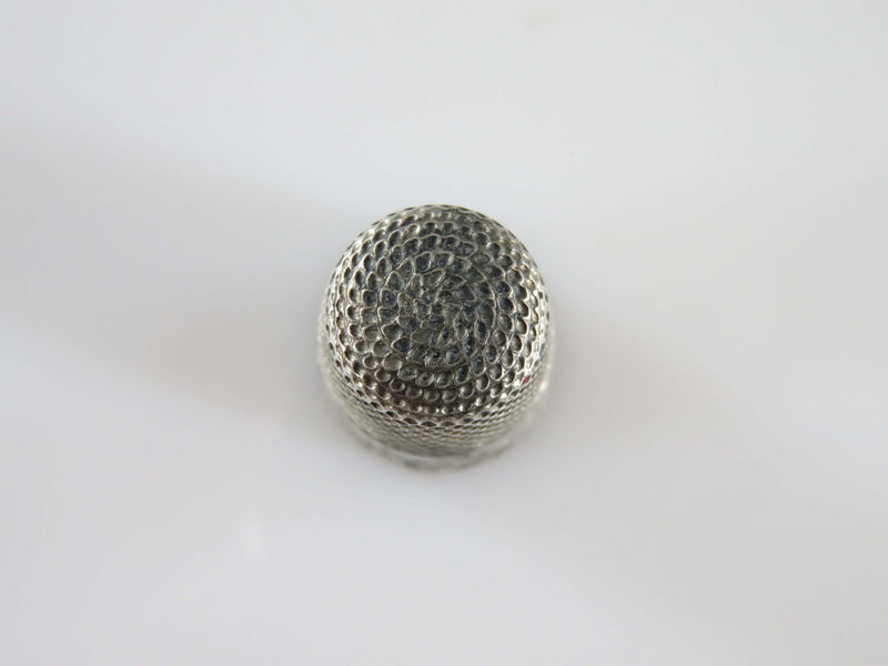Antique Number 8 Sterling Silver Chamfered Floral Decorated Sewing Thimble