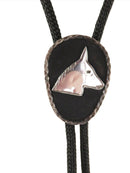 Teardrop Form Sterling Silver Horse Head (Unicorn Head) Blackened Silver Bolo Tie