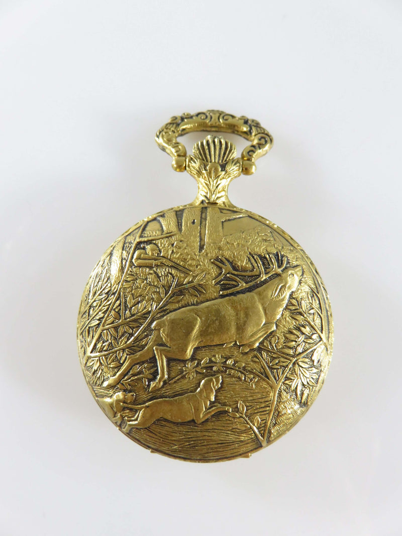 Andre Rivalle 17 Jewels Shockresistant Swiss Made Hunting Scene Pocket Watch