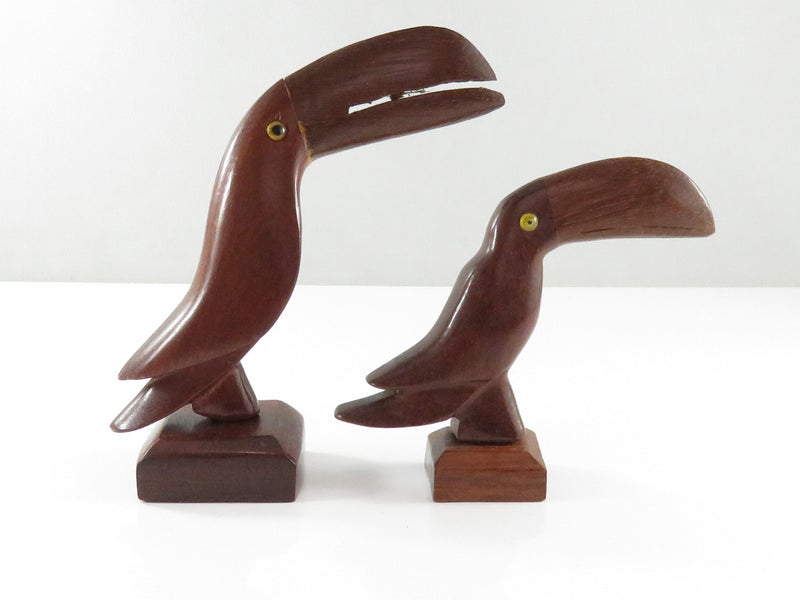 Vintage Pair of Wood Toco Toucan South American Souvenir Figures