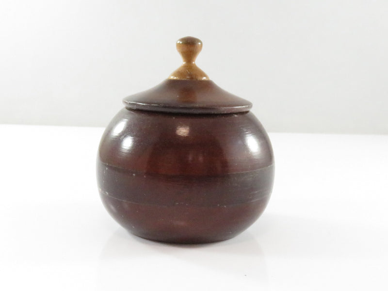 Vintage Assembled Round Lidded Trinket Box Lacquered 3" x 3 1/4"