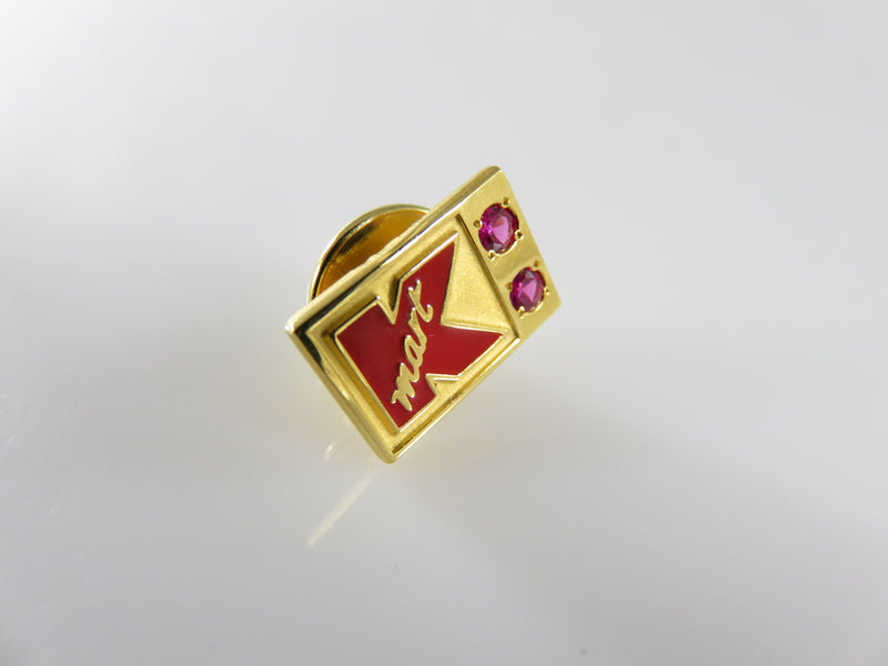 Vintage KMart Service Award Lapel Pin Tie Tack Ruby 10K Gold Filled