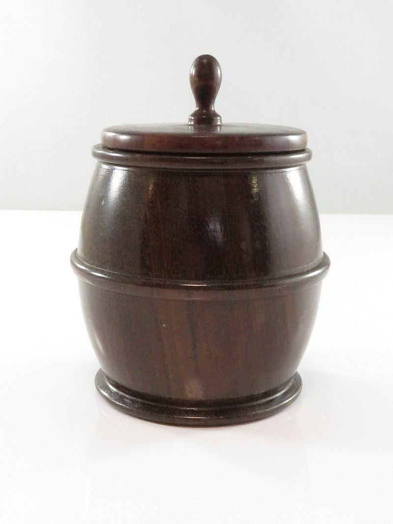 Vintage Barrel Form Turned Wood Lidded Trinket Box 3" x 4"